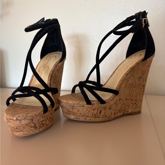Jessica Simpson Black and Tan Wedges - Picture 1 of 4